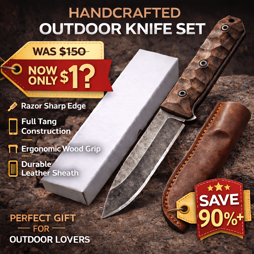 Bushcraft Knife Fixed - 정밀 연마된 아웃도어 유틸리티 나이프, 스테인리스